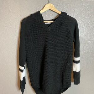SO Black‎ and White V-Neck Sweater with hood.